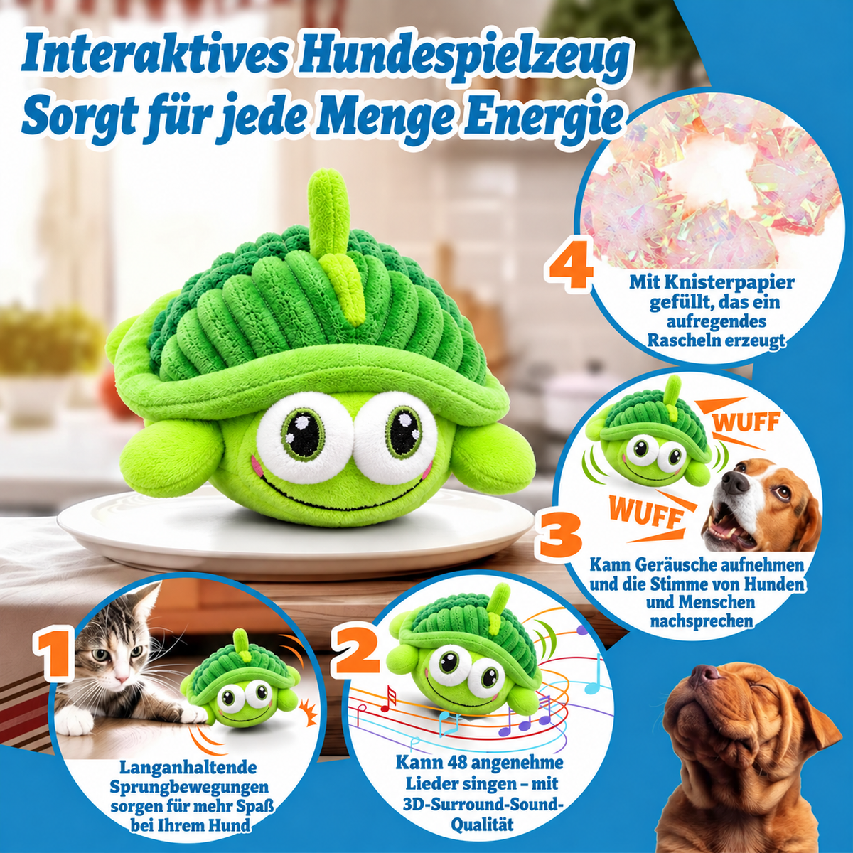 Aufladbares Hüpfspielzeug für Haustiere 🐾🎵