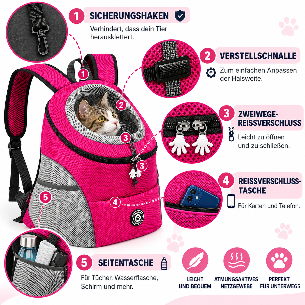 VornePfoten – Atmungsaktiver Tragerucksack 🎒🐕