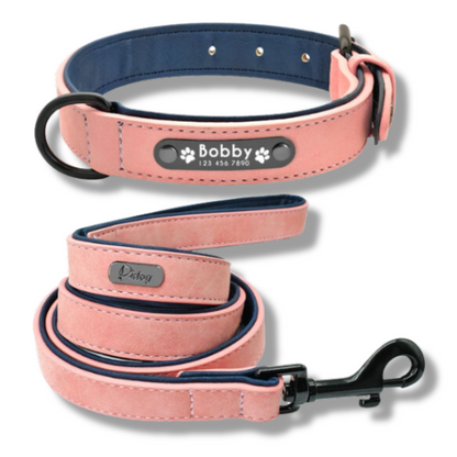 Personalisiertes Leder Hundehalsband mit Leine