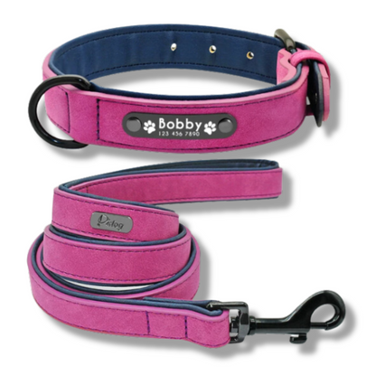 Personalisiertes Leder Hundehalsband mit Leine