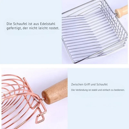 Edelstahl Katzenstreuschaufel mit Holzgriff