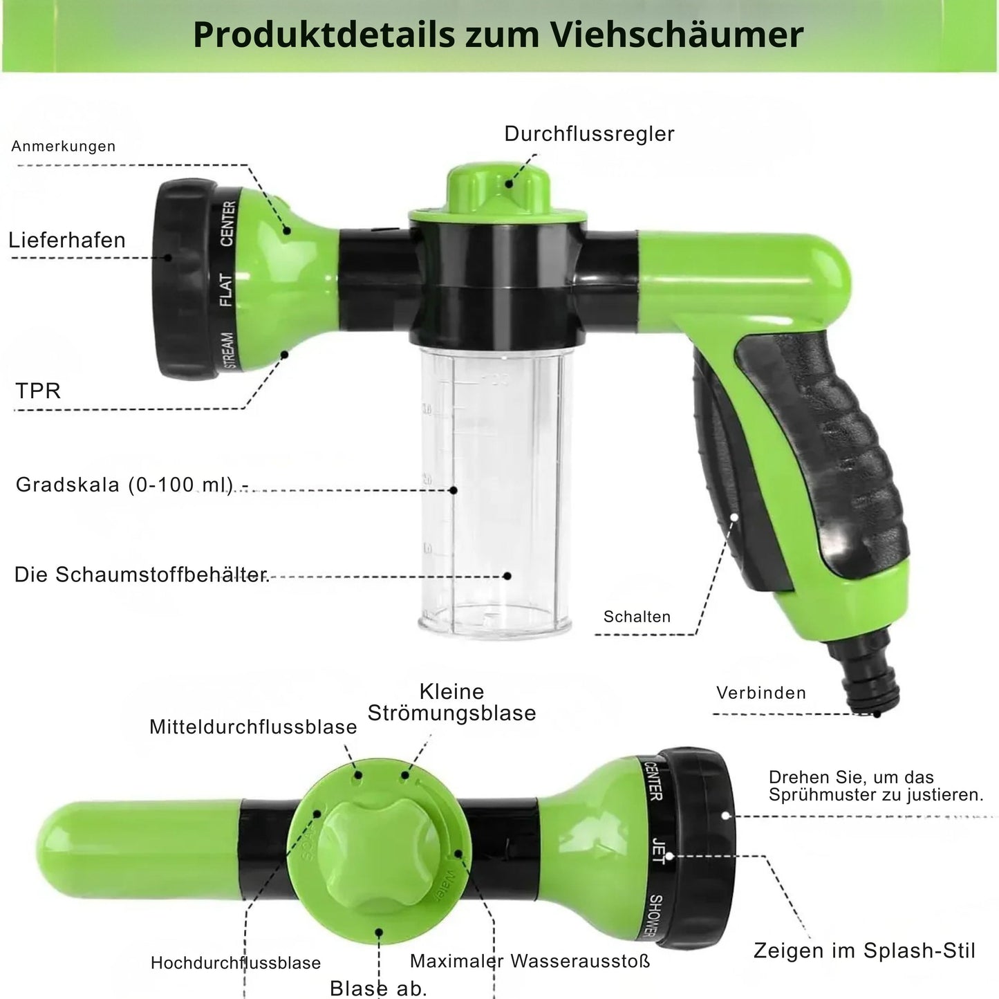 8-in-1 Hunde-Duschsprüher