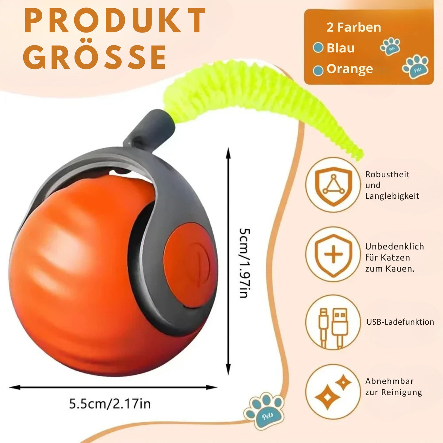 JagdPfote Intelligenter Rollender Katzenball