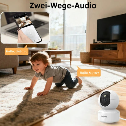 Boykeep 2K Smart Haustierkamera mit App-Steuerung | 360° Indoor Hund- & Baby-Monitor mit Nachtsicht