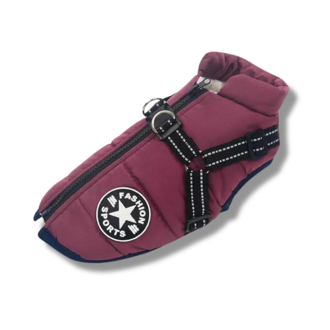 Wasserdichte Hundejacke mit Geschirr