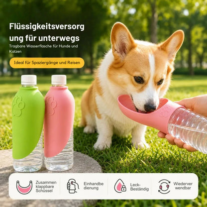 Tragbare Trinkflaschen-Halterung mit Faltbarem Trinknapf
