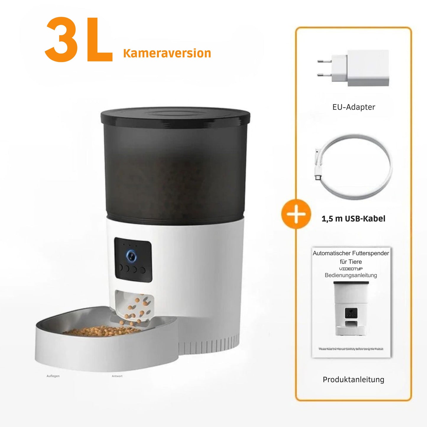 ROJECO Smart WiFi Automatischer Haustier-Futterspender 3L | App-gesteuerter Futterautomat für Katzen & Hunde