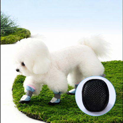 Atmungsaktive Mesh-Hundeschuhe mit Bären-Motiv (4 Stück)