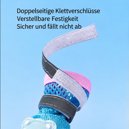 Atmungsaktive Mesh-Hundeschuhe mit Bären-Motiv (4 Stück)