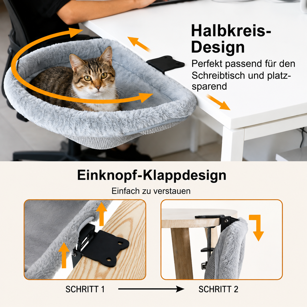 Zusammenklappbares Katzenbett & Hängematte für den Schreibtisch