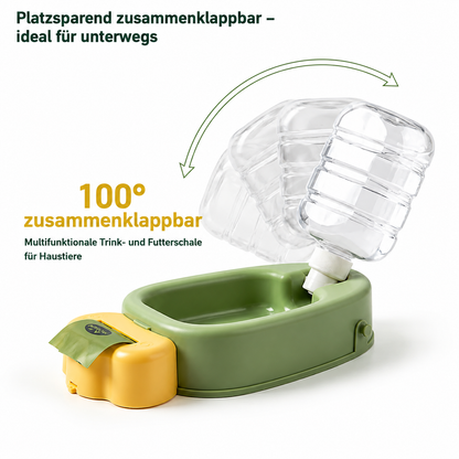 Tragbare Trinkflasche für Haustiere mit faltbarem Napf