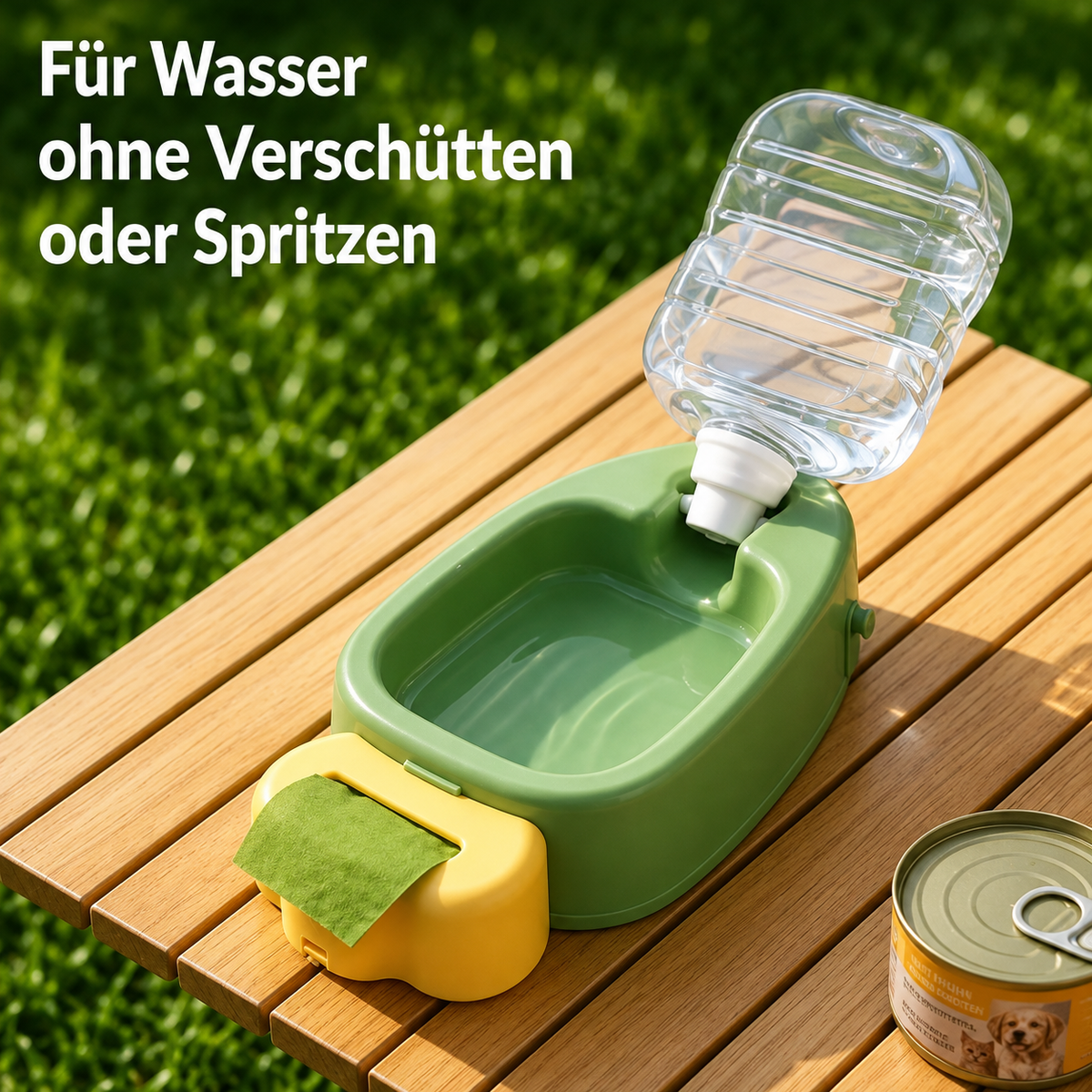Tragbare Trinkflasche für Haustiere mit faltbarem Napf