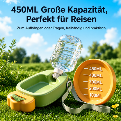 Tragbare Trinkflasche für Haustiere mit faltbarem Napf