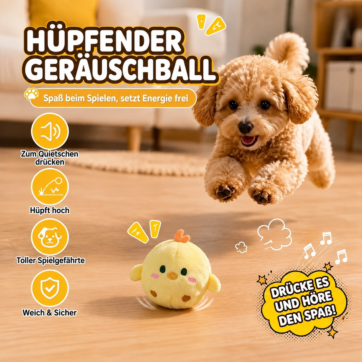 Hüpfender Küken-Ball mit Quietscher