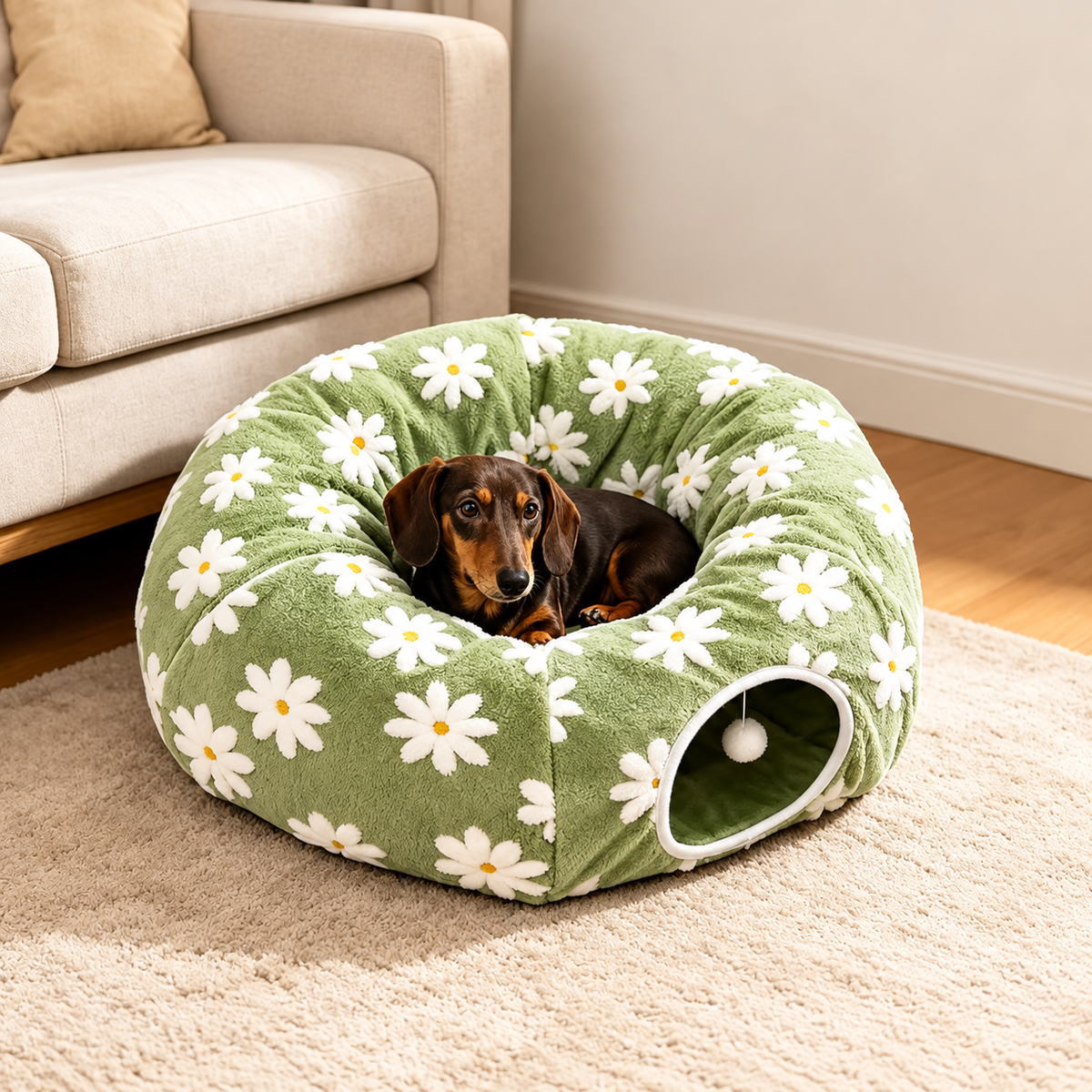 3-in-1 Kuscheltunnel-Bett für Haustiere