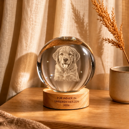 EwigePfote – Personalisierte Erinnerungskugel aus Kristall 🔮🐾