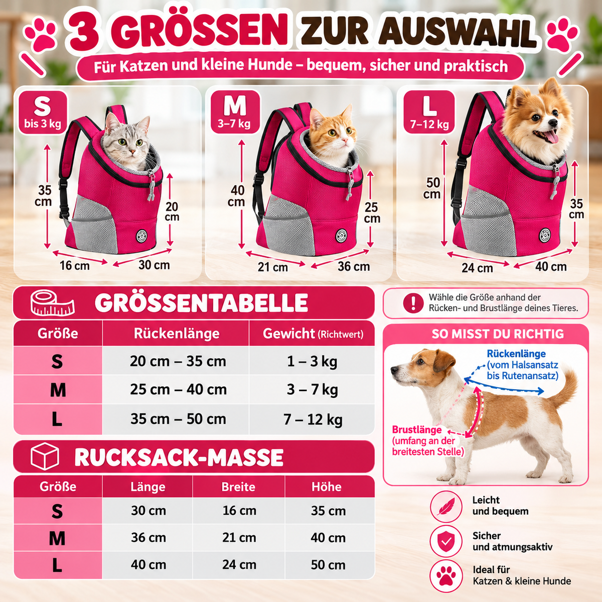 VornePfoten – Atmungsaktiver Tragerucksack 🎒🐕