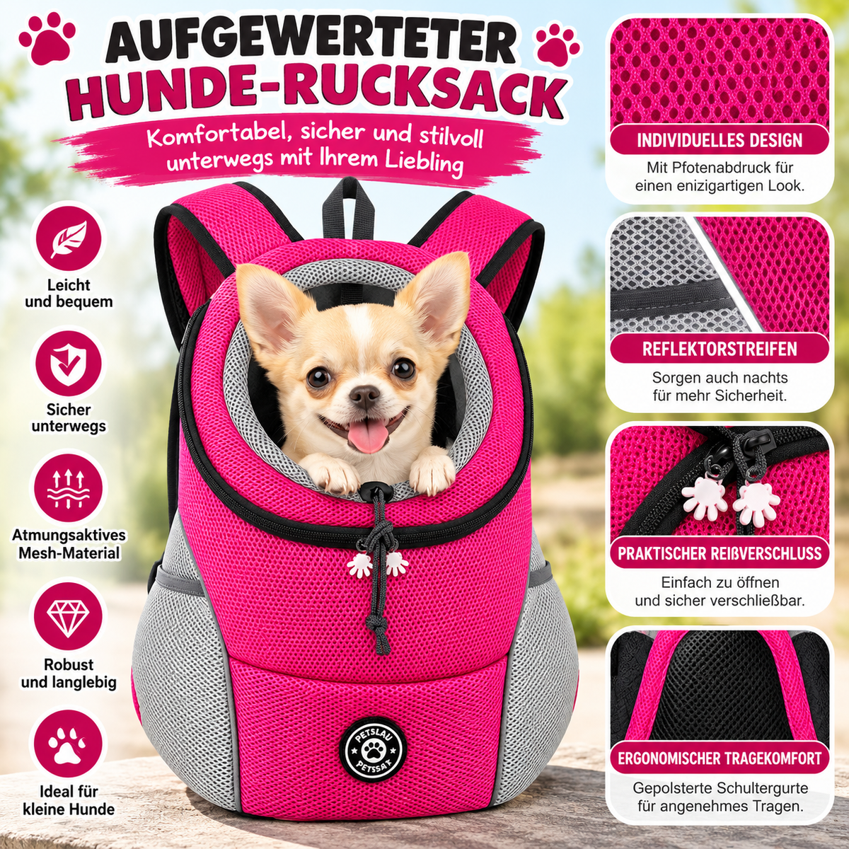 VornePfoten – Atmungsaktiver Tragerucksack 🎒🐕