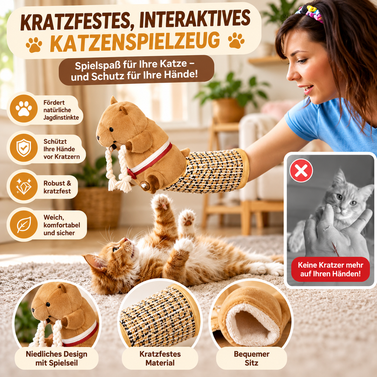 TatzenHandschuh – Gepolsterter Katzen-Spielhandschuh 🐱🥊