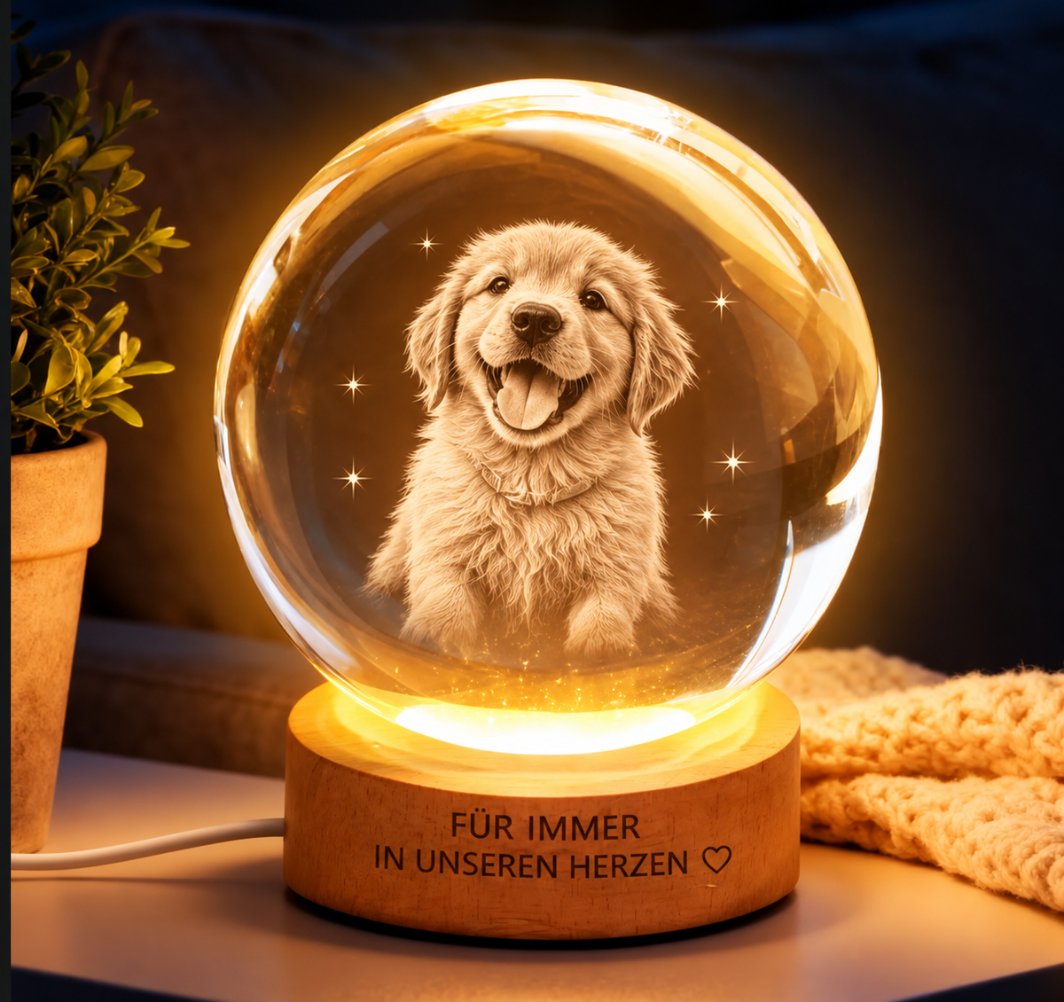 EwigePfote – Personalisierte Erinnerungskugel aus Kristall 🔮🐾