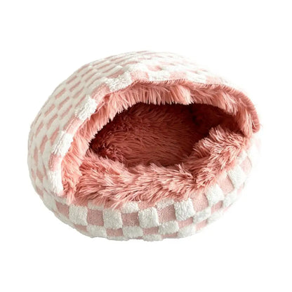 MuschelNest – Plüsch-Katzenhöhle mit Dach 🐱☁️