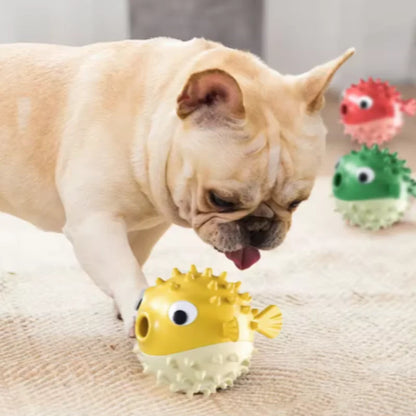 Hüpfender Fisch für Hunde – Spielball mit Leckerli & Sound