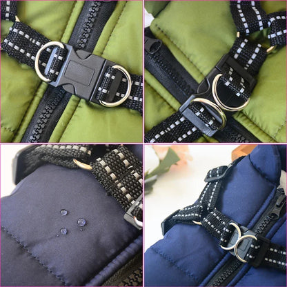 Wasserdichte Hundejacke mit Geschirr