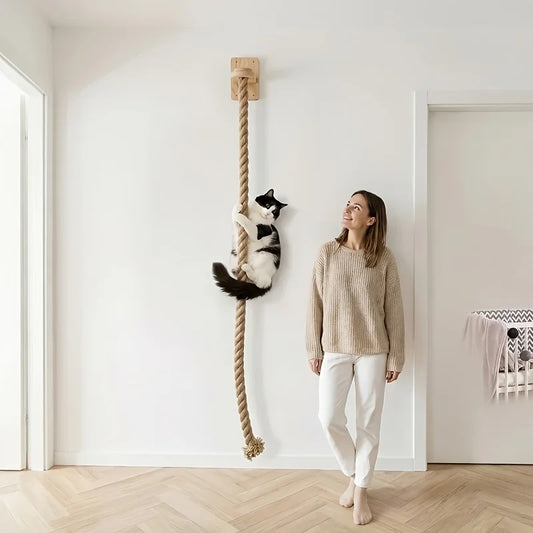 KletterKralle – Wand-Kratzbaum aus Holz & Juteseil