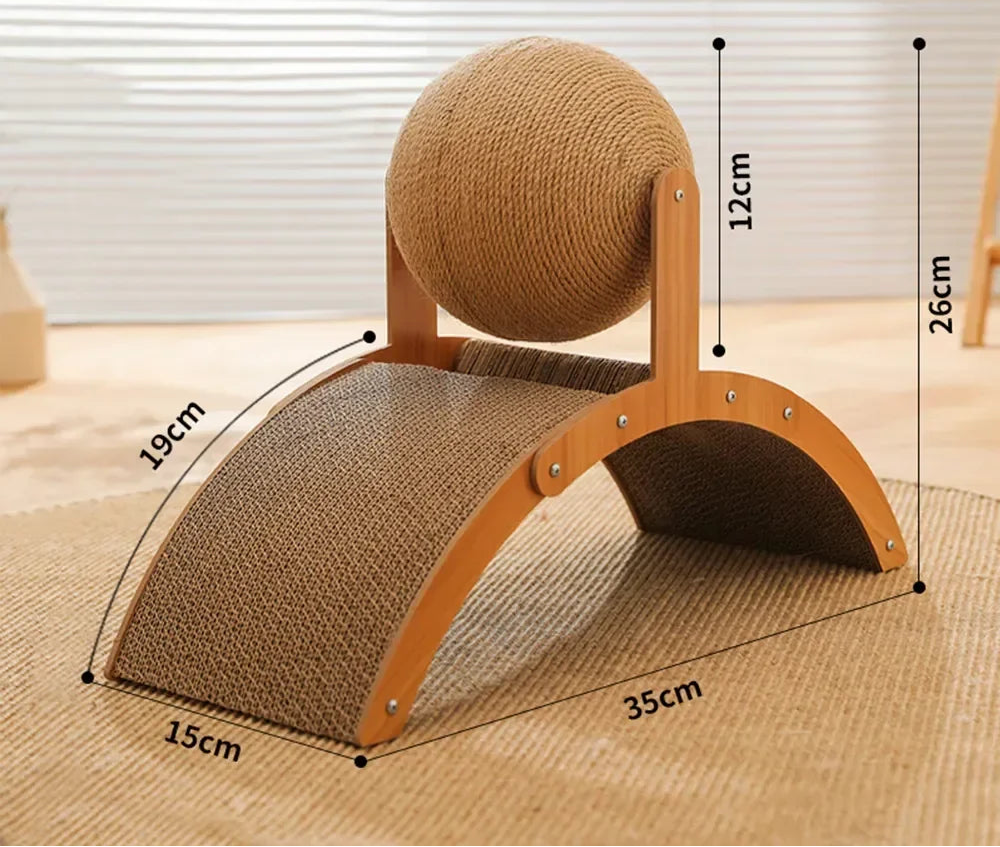 2-in-1 Kratzball & Sisal-Kratzbrett aus Massivholz