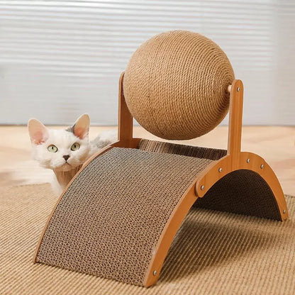 2-in-1 Kratzball & Sisal-Kratzbrett aus Massivholz
