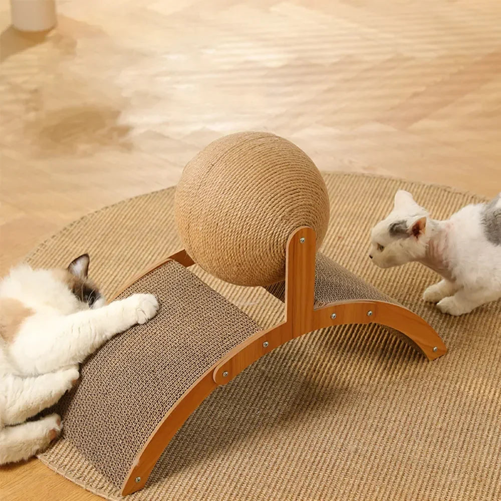 2-in-1 Kratzball & Sisal-Kratzbrett aus Massivholz