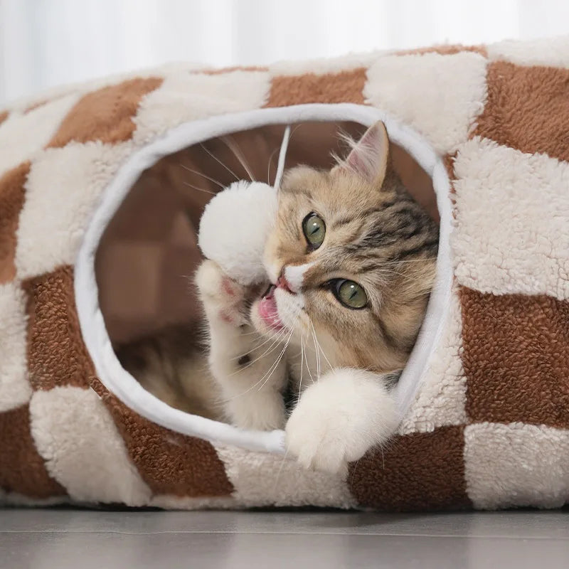 3-in-1 Kuscheltunnel-Bett für Haustiere