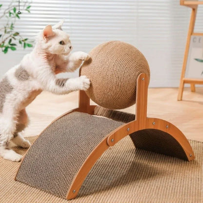 2-in-1 Kratzball & Sisal-Kratzbrett aus Massivholz