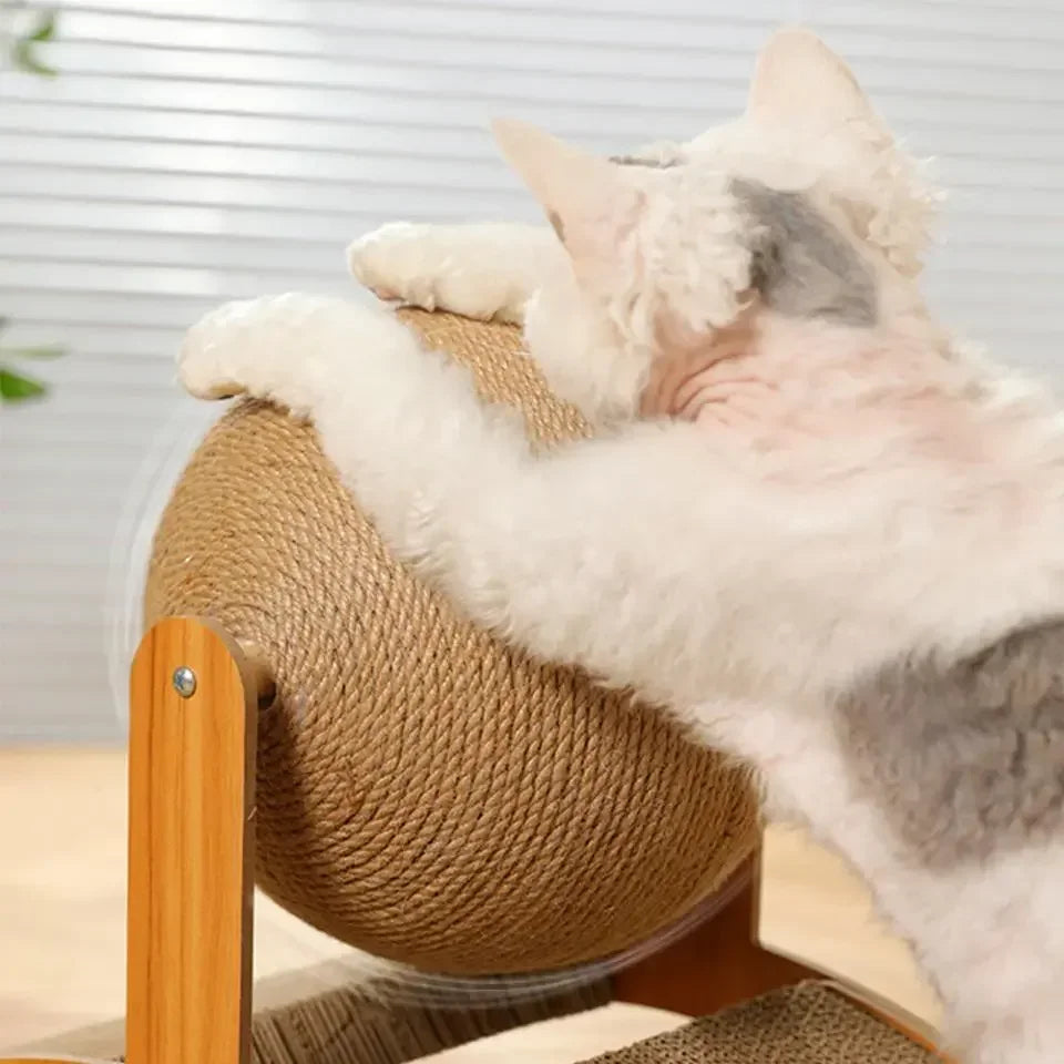 2-in-1 Kratzball & Sisal-Kratzbrett aus Massivholz