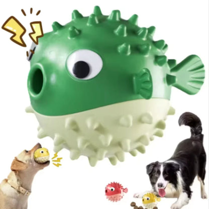 Hüpfender Fisch für Hunde – Spielball mit Leckerli & Sound