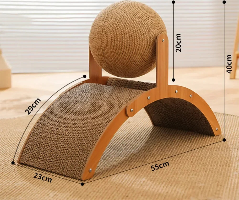 2-in-1 Kratzball & Sisal-Kratzbrett aus Massivholz