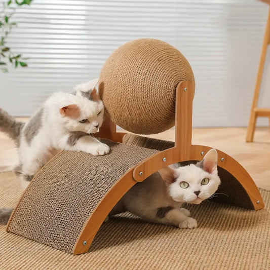 2-in-1 Kratzball & Sisal-Kratzbrett aus Massivholz