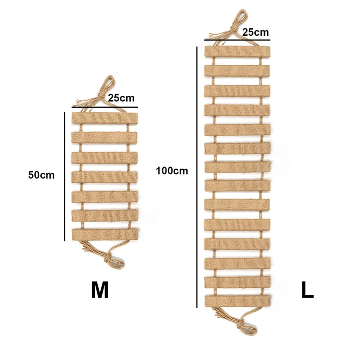 Holz-Kletterbrücke & Katzenleiter mit Sisal