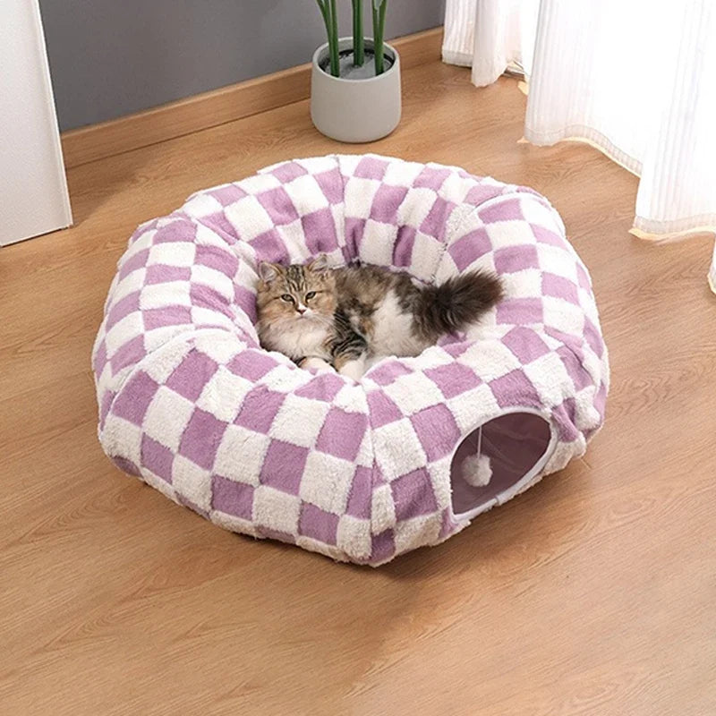 3-in-1 Kuscheltunnel-Bett für Haustiere