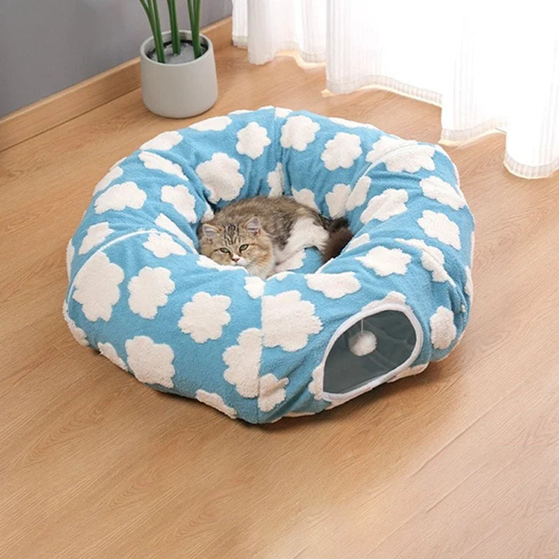 3-in-1 Kuscheltunnel-Bett für Haustiere