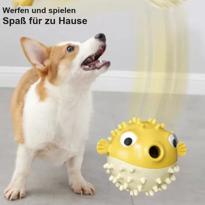 Hüpfender Fisch für Hunde – Spielball mit Leckerli & Sound