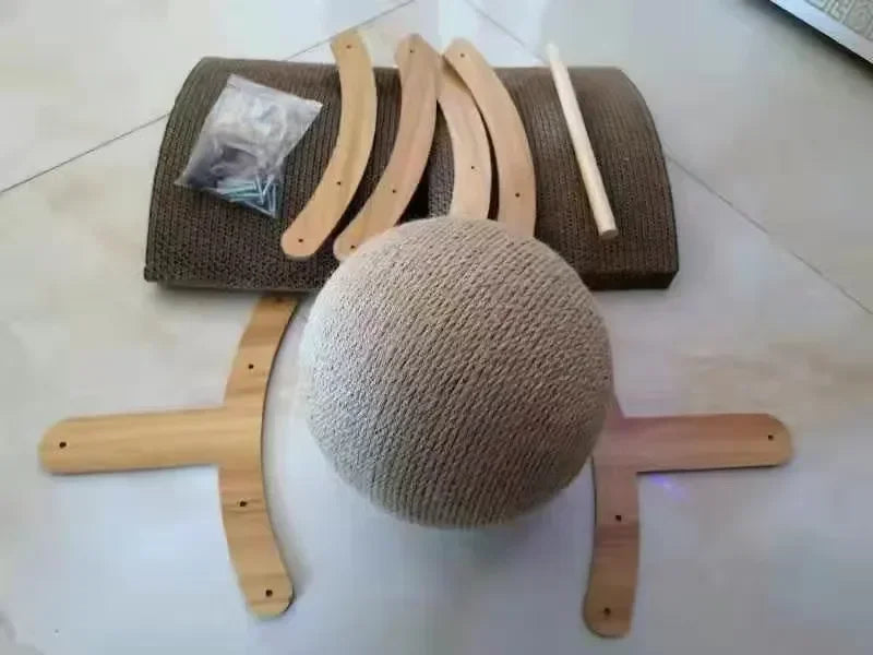 2-in-1 Kratzball & Sisal-Kratzbrett aus Massivholz