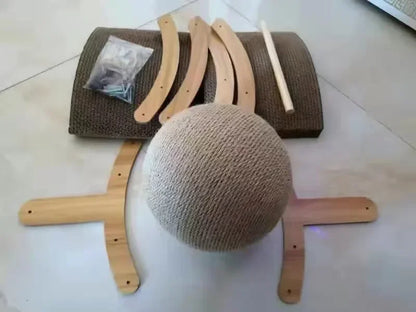 2-in-1 Kratzball & Sisal-Kratzbrett aus Massivholz