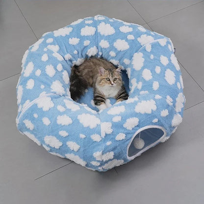 3-in-1 Kuscheltunnel-Bett für Haustiere
