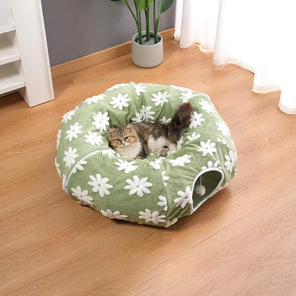 3-in-1 Kuscheltunnel-Bett für Haustiere