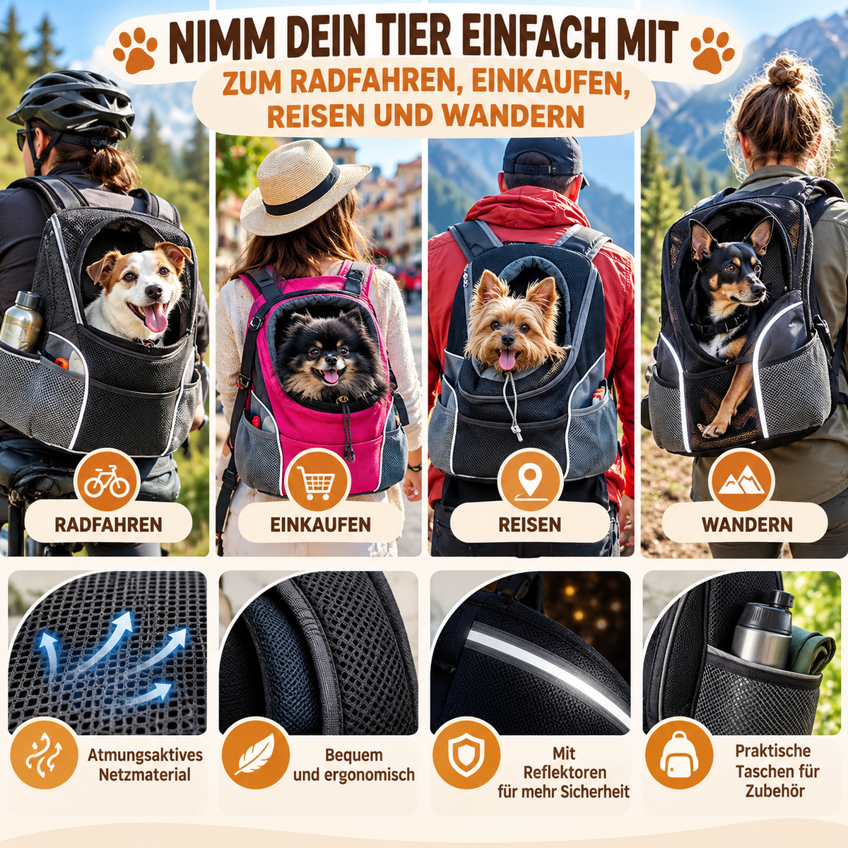 VornePfoten – Atmungsaktiver Tragerucksack 🎒🐕